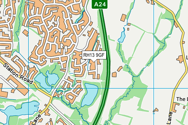 RH13 9GF map - OS VectorMap District (Ordnance Survey)