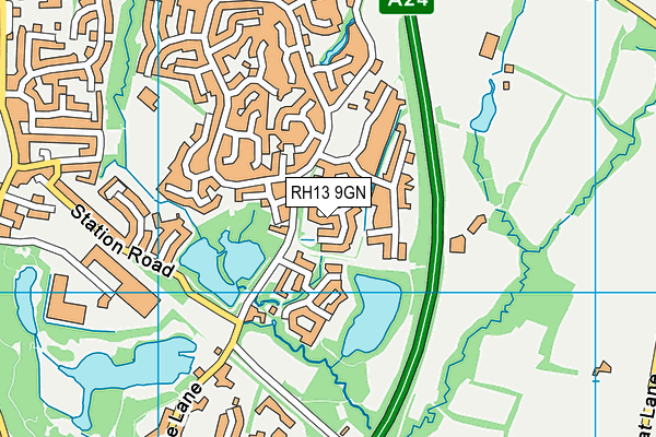 RH13 9GN map - OS VectorMap District (Ordnance Survey)