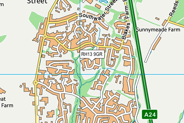 RH13 9GR map - OS VectorMap District (Ordnance Survey)