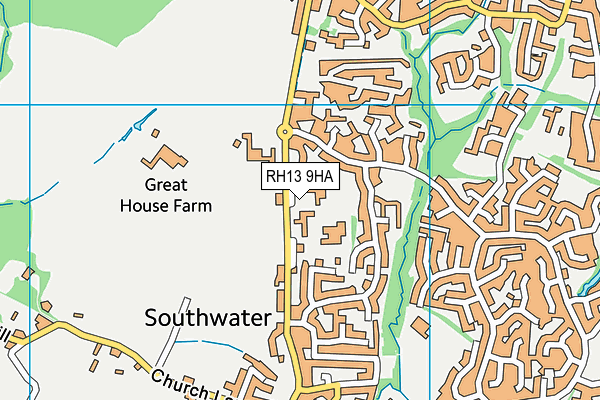 RH13 9HA map - OS VectorMap District (Ordnance Survey)