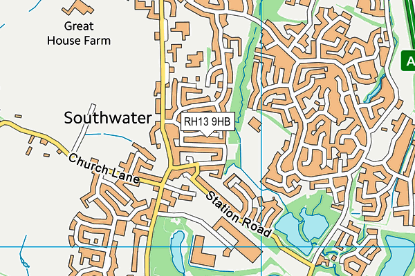 RH13 9HB map - OS VectorMap District (Ordnance Survey)