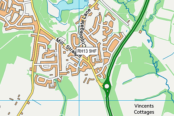 RH13 9HF map - OS VectorMap District (Ordnance Survey)