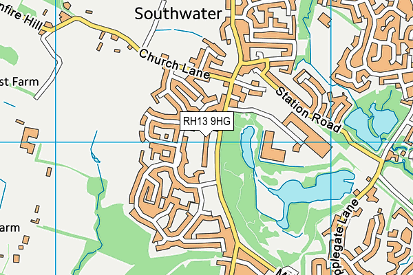 RH13 9HG map - OS VectorMap District (Ordnance Survey)