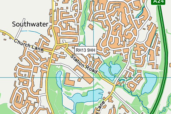 RH13 9HH map - OS VectorMap District (Ordnance Survey)