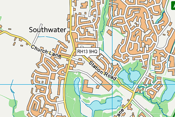 RH13 9HQ map - OS VectorMap District (Ordnance Survey)