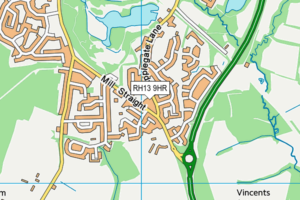RH13 9HR map - OS VectorMap District (Ordnance Survey)