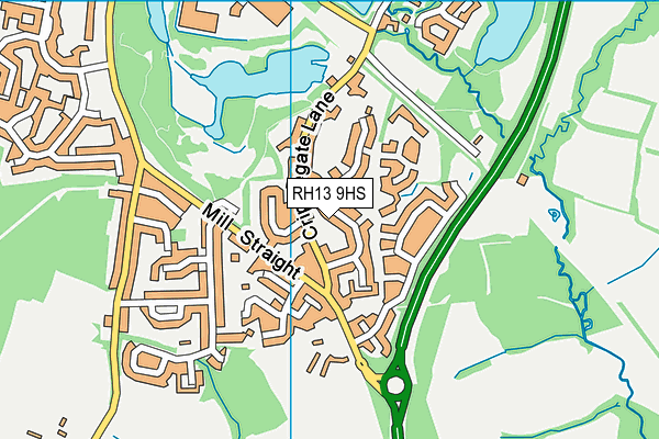 RH13 9HS map - OS VectorMap District (Ordnance Survey)