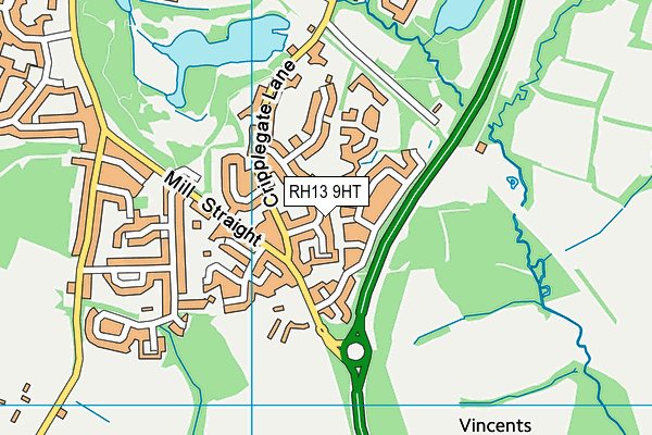 RH13 9HT map - OS VectorMap District (Ordnance Survey)