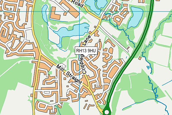 RH13 9HU map - OS VectorMap District (Ordnance Survey)