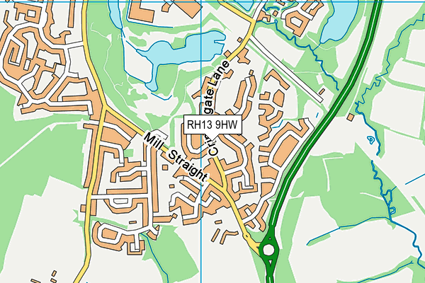 RH13 9HW map - OS VectorMap District (Ordnance Survey)