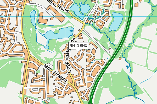 RH13 9HX map - OS VectorMap District (Ordnance Survey)