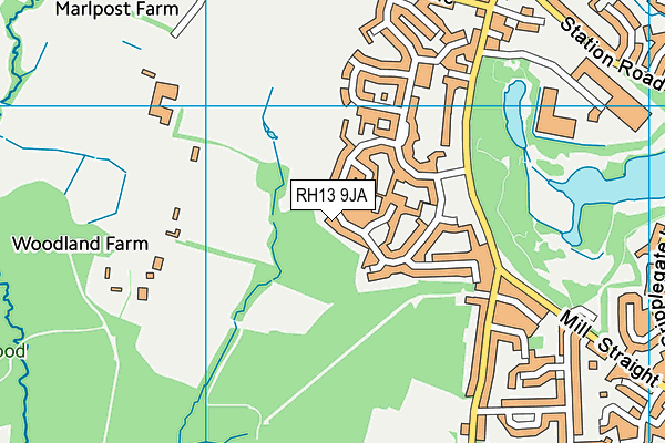 RH13 9JA map - OS VectorMap District (Ordnance Survey)