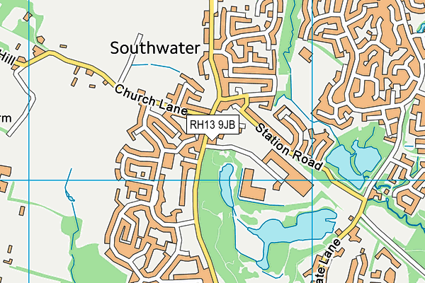 RH13 9JB map - OS VectorMap District (Ordnance Survey)