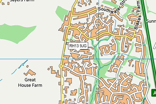 RH13 9JG map - OS VectorMap District (Ordnance Survey)