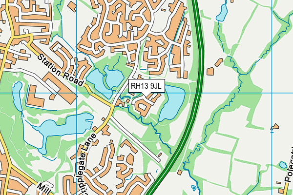 RH13 9JL map - OS VectorMap District (Ordnance Survey)