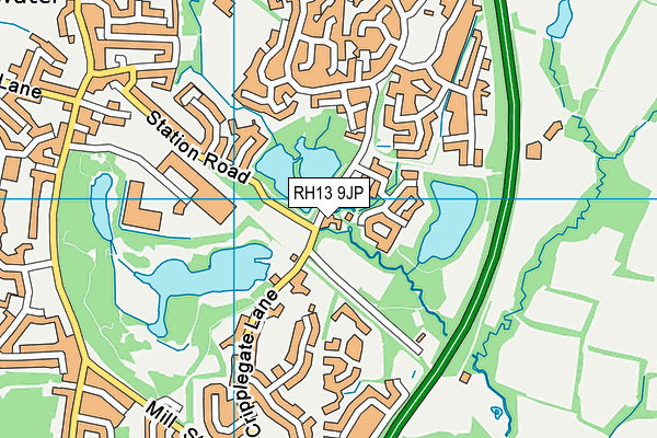 RH13 9JP map - OS VectorMap District (Ordnance Survey)