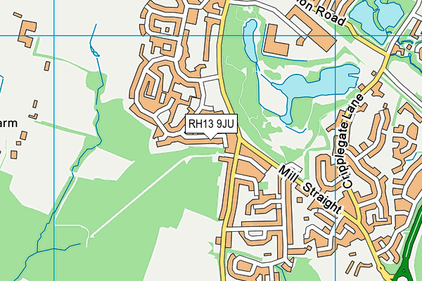 RH13 9JU map - OS VectorMap District (Ordnance Survey)