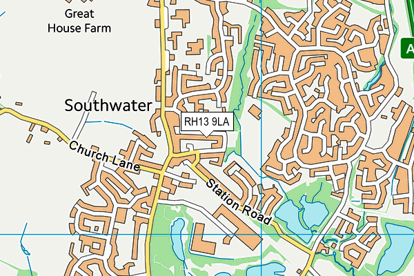 RH13 9LA map - OS VectorMap District (Ordnance Survey)