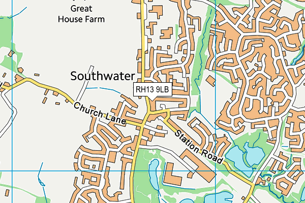 RH13 9LB map - OS VectorMap District (Ordnance Survey)