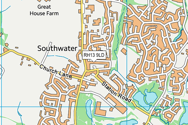 RH13 9LD map - OS VectorMap District (Ordnance Survey)