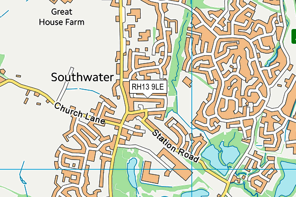 RH13 9LE map - OS VectorMap District (Ordnance Survey)