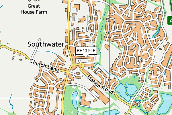 RH13 9LF map - OS VectorMap District (Ordnance Survey)