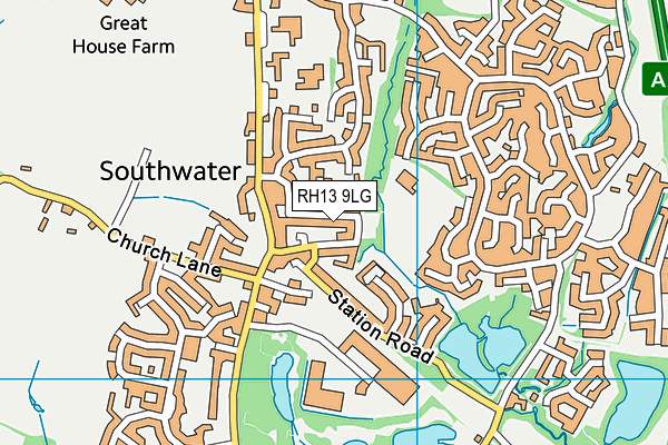 RH13 9LG map - OS VectorMap District (Ordnance Survey)