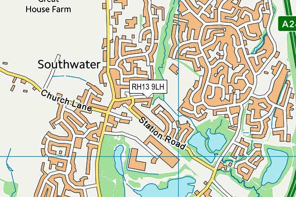 RH13 9LH map - OS VectorMap District (Ordnance Survey)