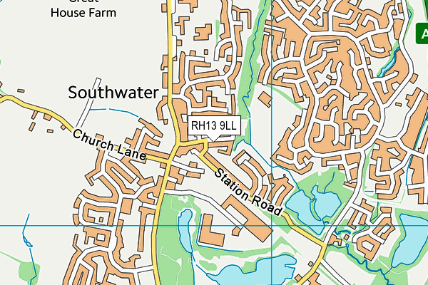 RH13 9LL map - OS VectorMap District (Ordnance Survey)