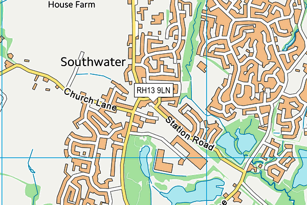 RH13 9LN map - OS VectorMap District (Ordnance Survey)