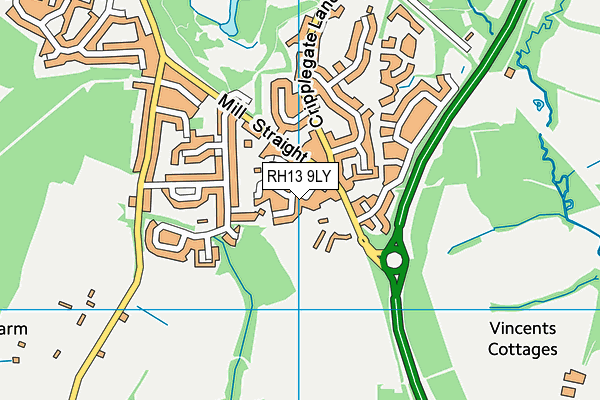 RH13 9LY map - OS VectorMap District (Ordnance Survey)