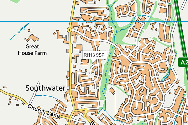RH13 9SP map - OS VectorMap District (Ordnance Survey)