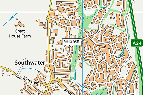 RH13 9SR map - OS VectorMap District (Ordnance Survey)