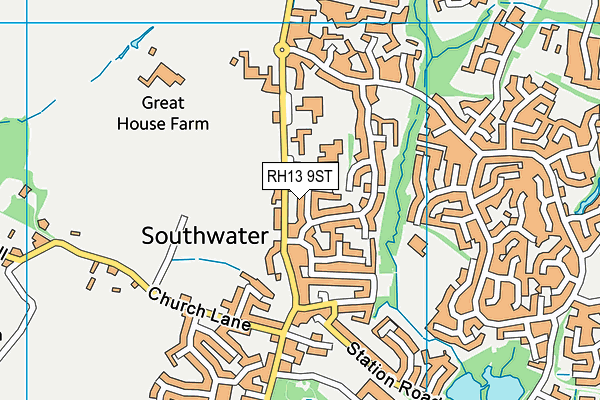 RH13 9ST map - OS VectorMap District (Ordnance Survey)