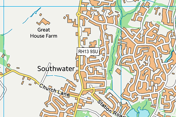 RH13 9SU map - OS VectorMap District (Ordnance Survey)