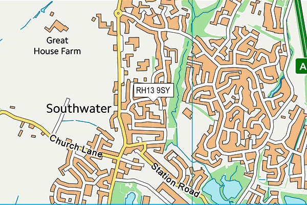 RH13 9SY map - OS VectorMap District (Ordnance Survey)
