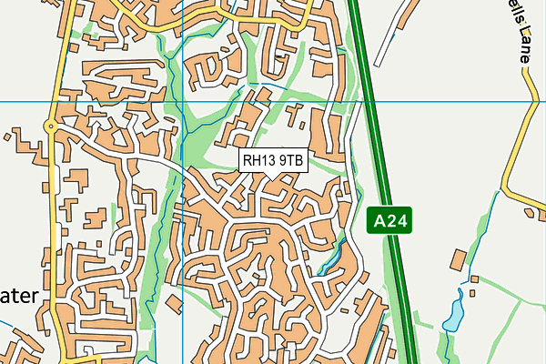 RH13 9TB map - OS VectorMap District (Ordnance Survey)
