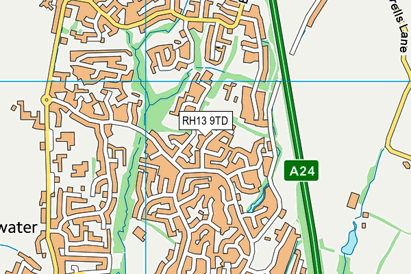 RH13 9TD map - OS VectorMap District (Ordnance Survey)