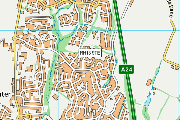 RH13 9TE map - OS VectorMap District (Ordnance Survey)