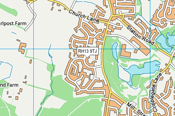 RH13 9TJ map - OS VectorMap District (Ordnance Survey)