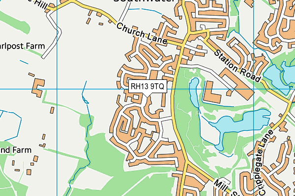 RH13 9TQ map - OS VectorMap District (Ordnance Survey)
