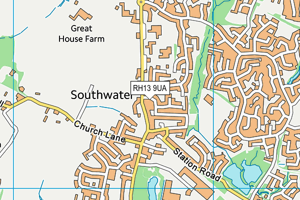 RH13 9UA map - OS VectorMap District (Ordnance Survey)