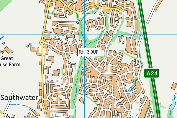 RH13 9UF map - OS VectorMap District (Ordnance Survey)