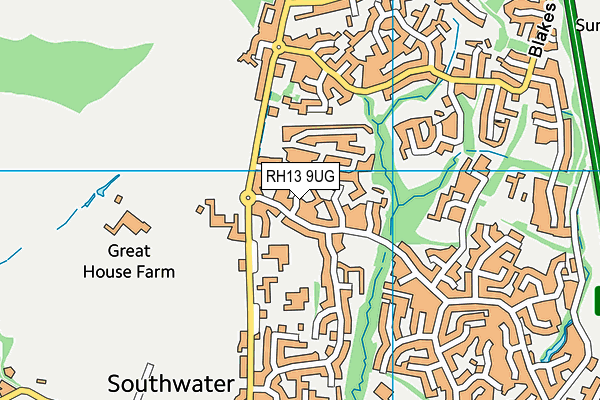 RH13 9UG map - OS VectorMap District (Ordnance Survey)