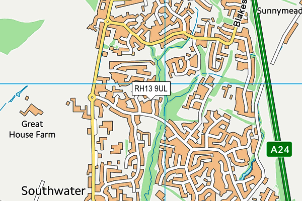 RH13 9UL map - OS VectorMap District (Ordnance Survey)