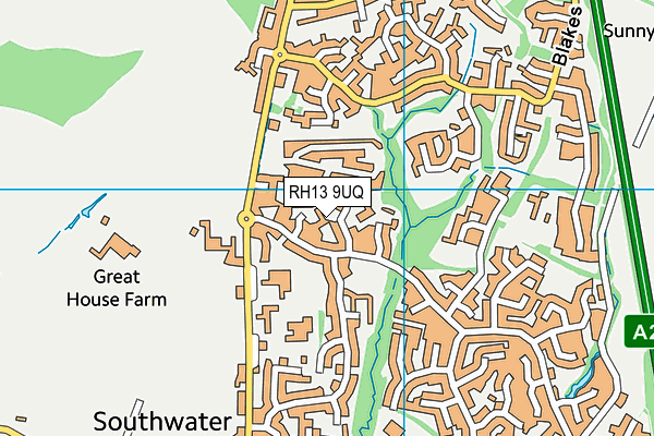 RH13 9UQ map - OS VectorMap District (Ordnance Survey)