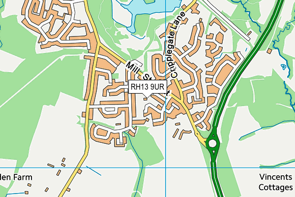 RH13 9UR map - OS VectorMap District (Ordnance Survey)