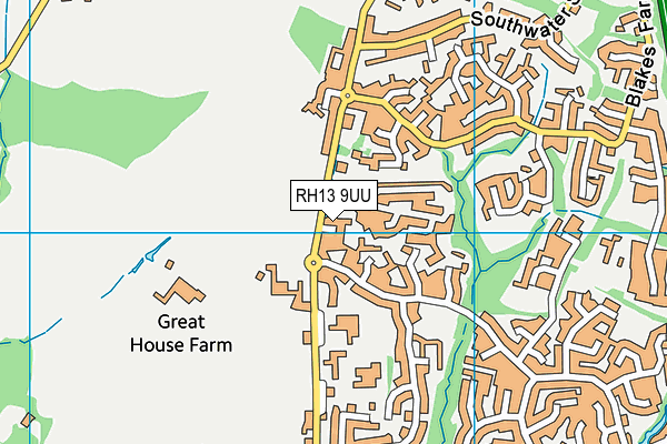 RH13 9UU map - OS VectorMap District (Ordnance Survey)