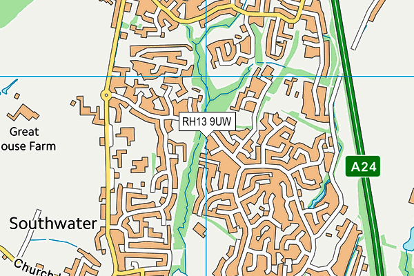 RH13 9UW map - OS VectorMap District (Ordnance Survey)