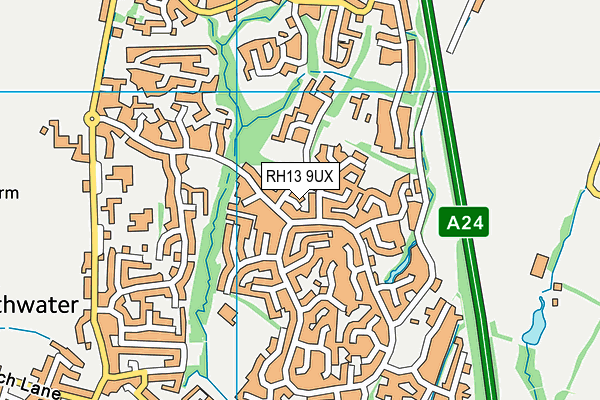 RH13 9UX map - OS VectorMap District (Ordnance Survey)